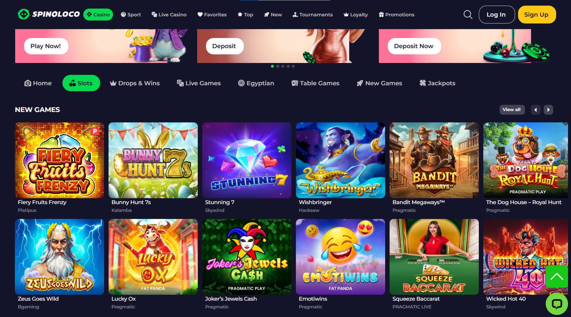 Slot Games Available at Spinoloco