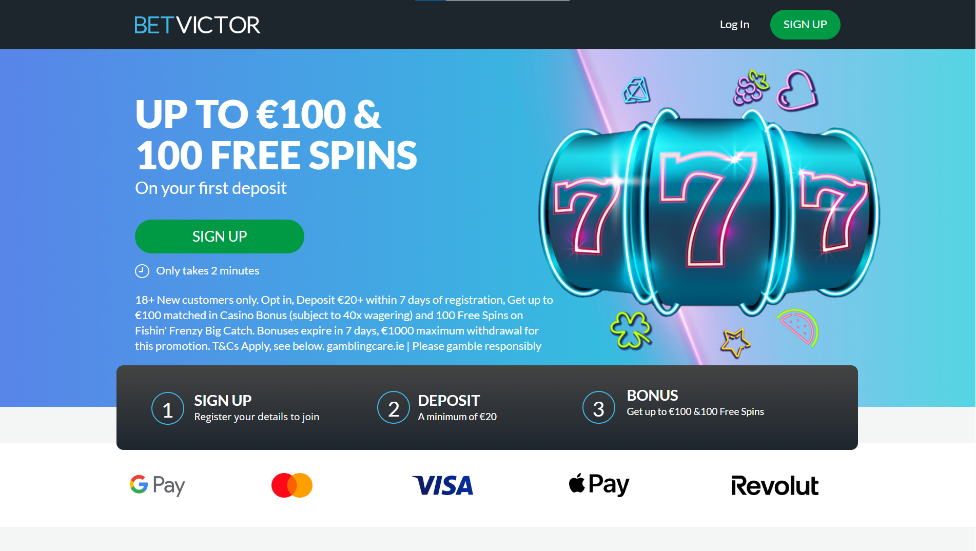 Information about the welcome bonus offered by BetVictor Ireland