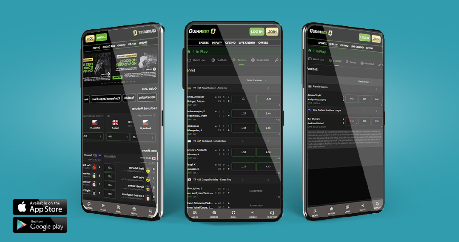 Information about the mobile application of QuinnBet Ireland for iOS and Android