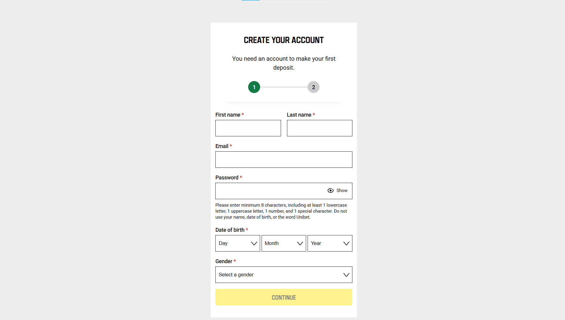 Step-by-step guide for the registration process in Unibet Ireland
