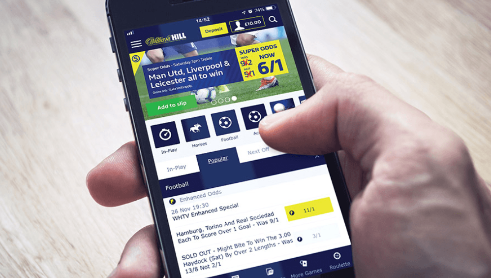 Overview of the mobile version of William Hill Ireland