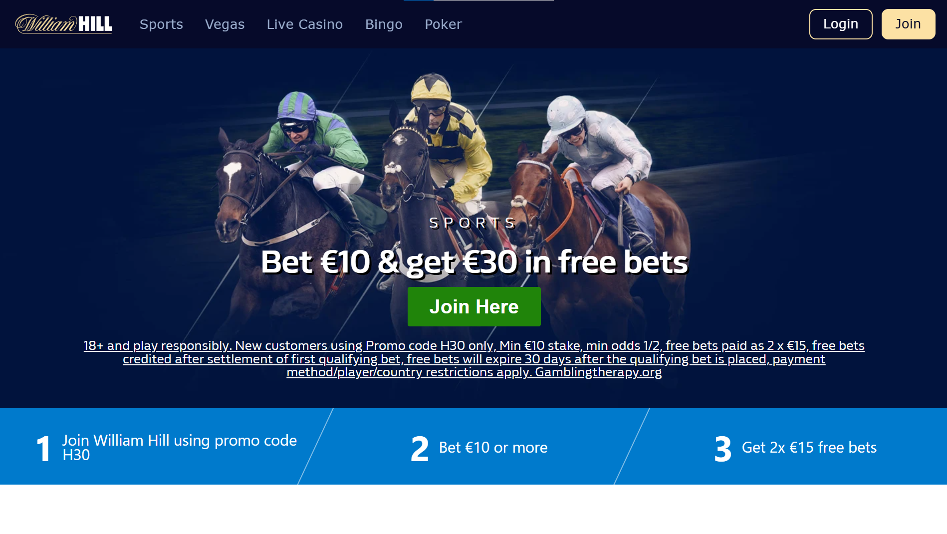 Information about the welcome bonus offered by William Hill Ireland